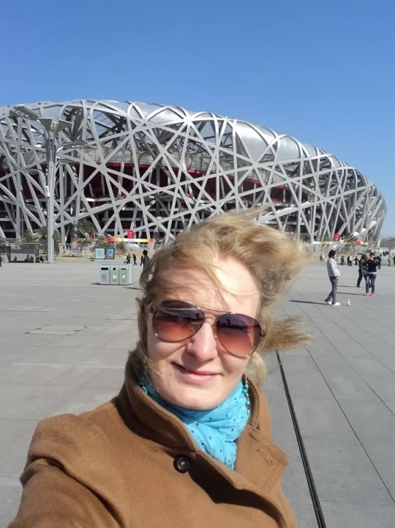 В Пекине у знаменитого "Осиного гнезда", где проходила олимпиада 2008 г. 